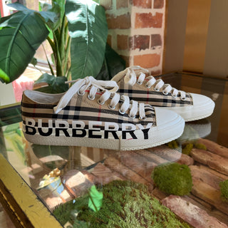 BURBERRY Check Low Top Lace Up Sneakers SZ 38