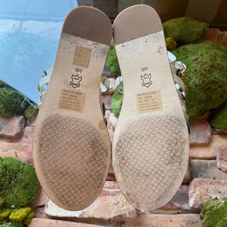 TORY BURCH White Marguerite Applique Wrap Leather Sandals SZ 8