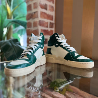 SAINT LAURENT White Green Mesh Leather High Tops SZ 40 (US 10)
