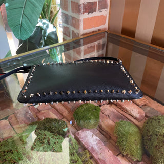CHRISTIAN LOUBOUTIN Loubiclutch Spike Black Grained Leather Crossbody