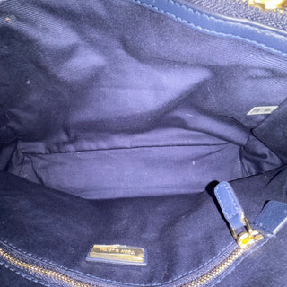 TORY BURCH Navy Blue Raffia Tote