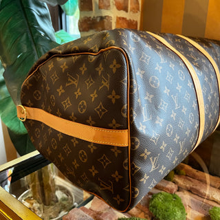 LOUIS VUITTON  Keepall Bandouliere 55 Brown Monogram Canvas Duffle Bag