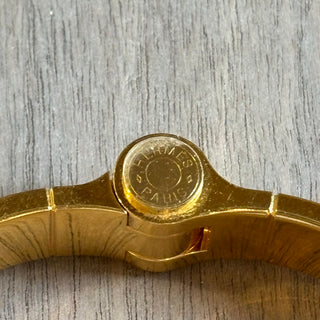 HERMES Hinge Cuff Enamel Bracelet Orange/Gold