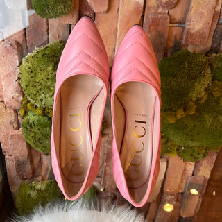 GUCCI Charlotte Pink Chevron Pumps Heels Sz 39.5(39.5US)