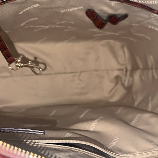 BRAHMIN Duxbury Brown Melbourne Croc Embossed Leather Satchel Bag