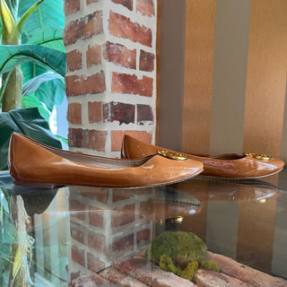 TORY BURCH Brown Patent Leather Flats SZ 9