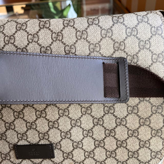 GUCCI Beige Ebony GG Supreme Canvas Diaper Bag
