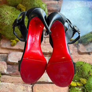 LOUBOUTIN Kid Multipoint 100 Black Leather Sandals SZ 36 (US 6)
