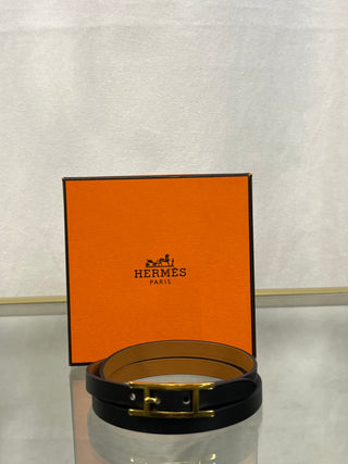 HERMES Black/Brown Behapi Double Tour Bracelet