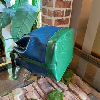 LOUIS VUITTON Noe Green Blue Epi Leather Vintage Bucket Bag