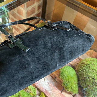 FENDI Bauletto Mini Black Suede Satchel Bag