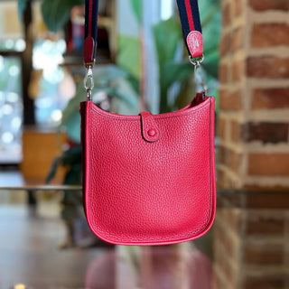 HERMES Evelyne TPM Red Clemence Leather Crossbody