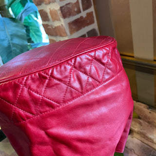 CHANEL Vintage Red Lambskin Leather Bucket Bag