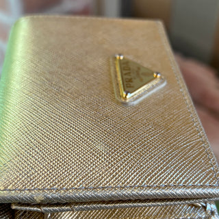 PRADA Gold Saffiano Leather Small Wallet