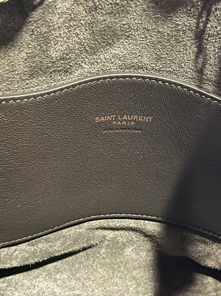 SAINT LAURENT Pochon Green Lambskin Bucket Bag
