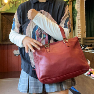 FENDI Red Leather Tote Bag