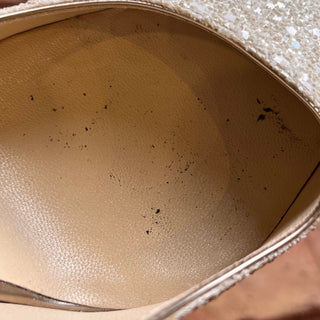 JIMMY CHOO White Gold Ombre Coarse Glitter Pumps SZ 37.5 (US 7.5)