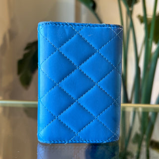 CHANEL Blue Classic Interlocking CC Logo Compact Wallet