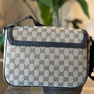 Gucci Monogram Flap Messenger Bag