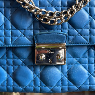 DIOR Medium Miss Dior Flap Blue Cannage Leather Shoulder Bag