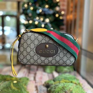 GUCCI Neo Vintage Beige New Acero Crop GG Supreme Monogram Web Shoulder Bag