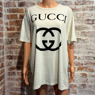 GUCCI 2023 White Interlocking G Logo T-Shirt SZS