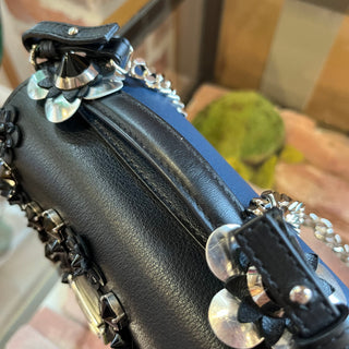 FENDI Micro Double Baguette Black Blue Floweland Crossbody Bag