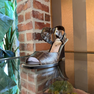 FENDI FF Brown Coated Canvas Zucca Wedges SZ 34 (US 4)