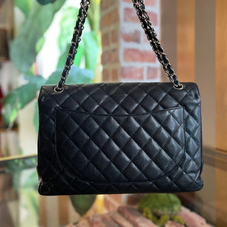 CHANEL Maxi Single Flap Black Caviar Shoulder Bag