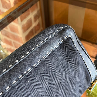 FENDI Selleria Mama Baguette Black Studded Leather Shoulder Bag