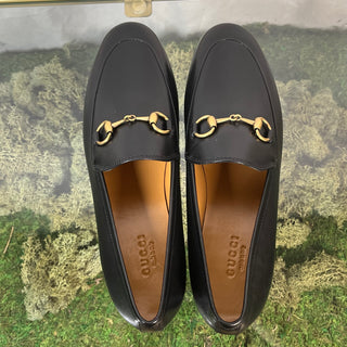 GUCCI Jordaan Black Calfskin Womens Loafers SZ36(6US)