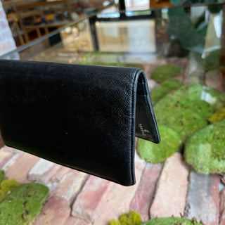 CHANEL Black Caviar Leather Fold-Over Wallet