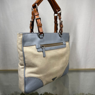 PRADA Canvas Blue/ Cream Tote