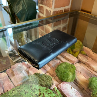 GUCCI Black Leather Debossed Jumbo GG Continental Wallet