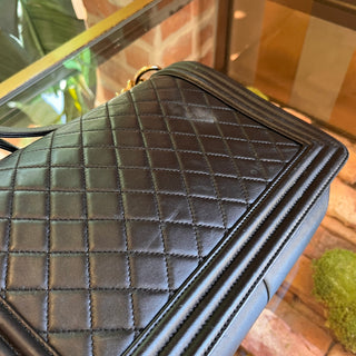 CHANEL Boy Medium Black Lambskin Shoulder Bag