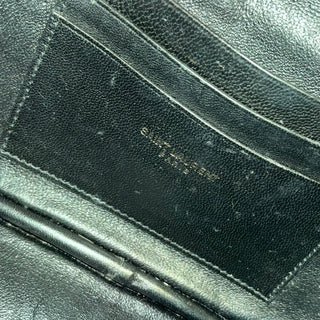 SAINT LAURENT Lou Mini Black Calfskin Crocodile Embossed Crossbody