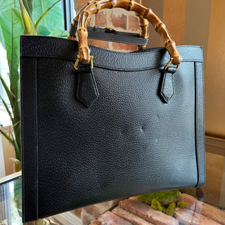 GUCCI Medium Diana Black Leather Tote Bag
