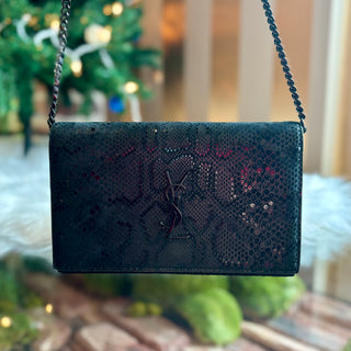 SAINT LAURENT Snake Effect Monogram Kate Wallet on Chain
