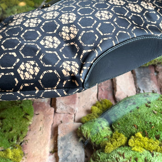 ALEXANDER MCQUEEN Black Beige Honeycomb Mantra Clutch