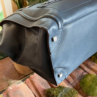 CELINE Luggage Mini Navy Blue Drummed Calfskin Leather Tote