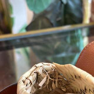 CHLOE Brown Wicker Marcia Raffia Woven Crossbody