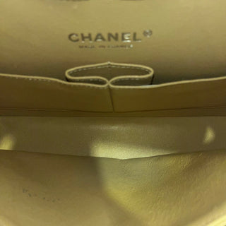 CHANEL Double Flap Classic Medium Beige Caviar Leather Shoulder Bag