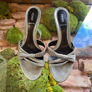 FENDI Metallic Leather Kitten Heels SZ 39 (US 9)