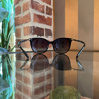 BURBERRY B4333-F Wide Black Acetate Cat Eye Sunglasses