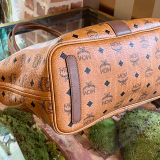 MCM Liz Reversible Cognac Monogram Canvas Tote Bag