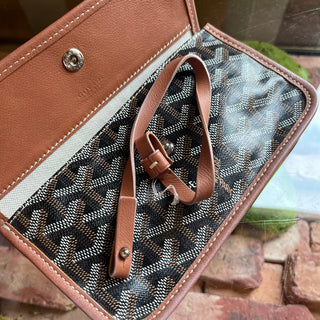 GOYARD Saint Louis PM Black Goyardine Canvas Chevroches Calfskin Tote