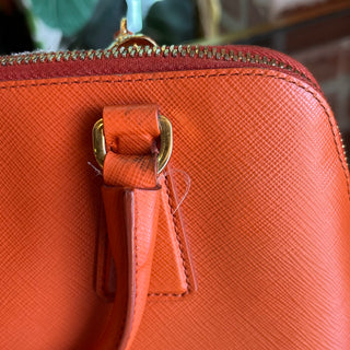 PRADA Promenade Orange Saffiano Lux Dome Top Handle