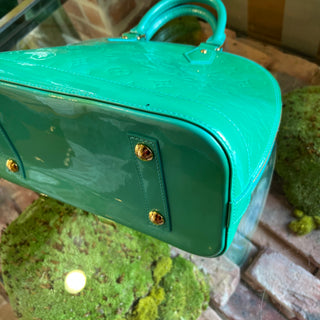 LOUIS VUITTON Monogram Vernis Alma Turquoise PM