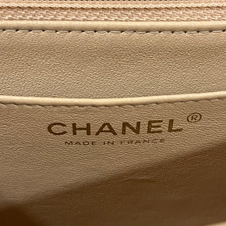 CHANEL Single Flap Whipstitch Beige Lambskin Shoulder Bag