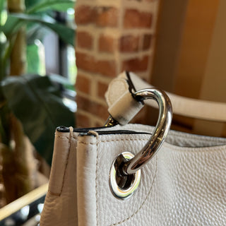PRADA White Daino Leather Hobo Bag